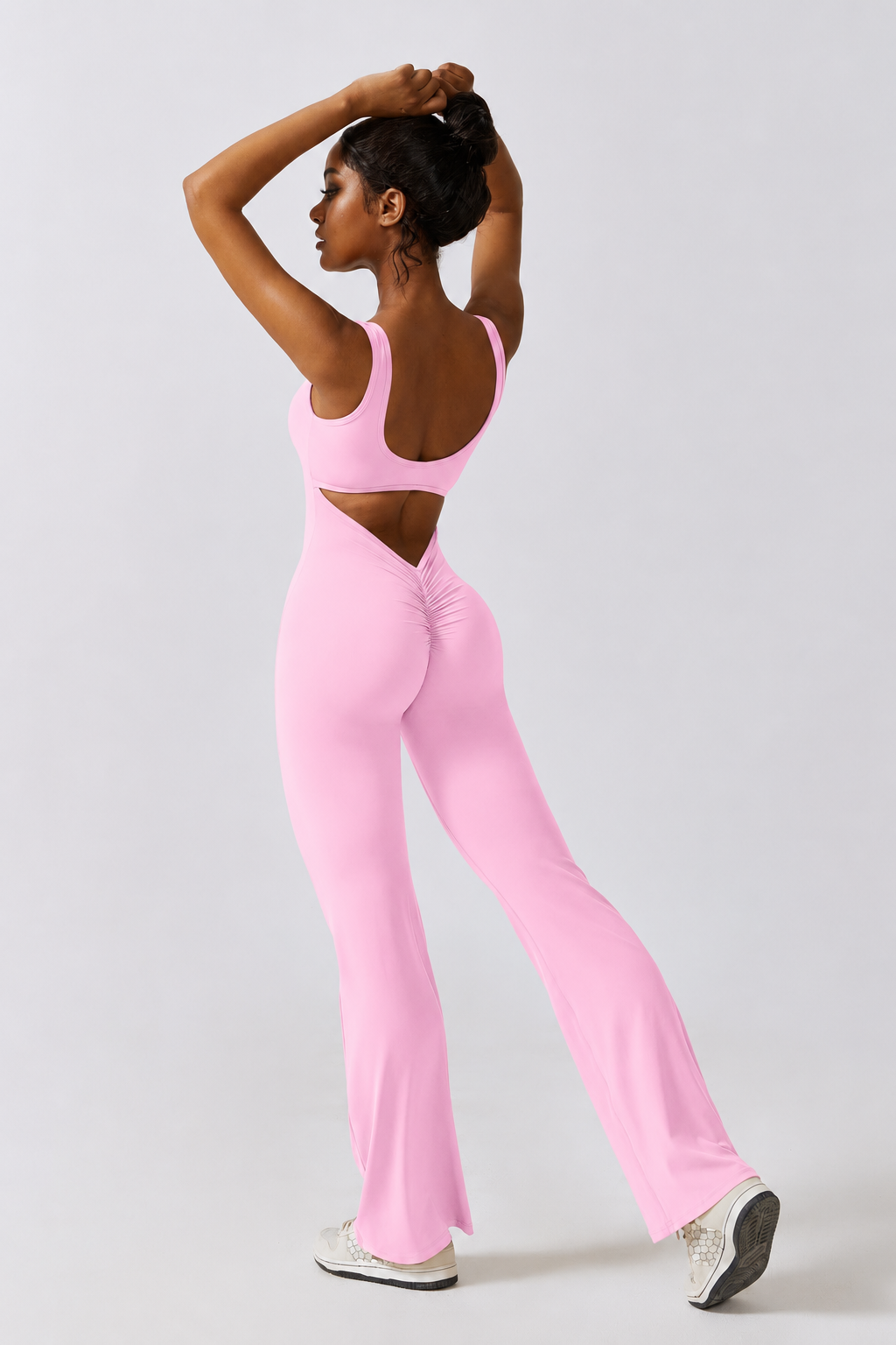Sculpt Flare Jumpsuit – Baby Pink