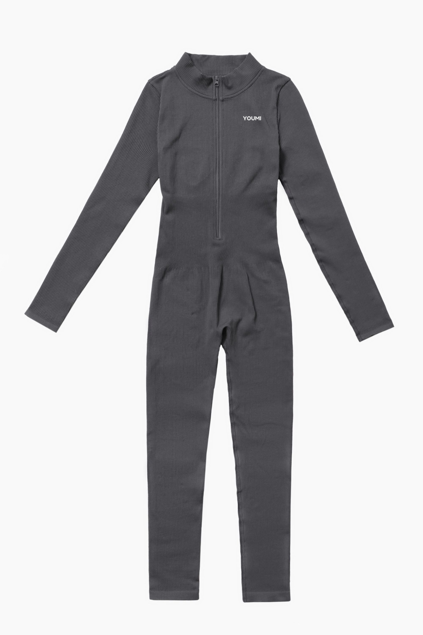 Zip Jumpsuit W Sleeves-Grey Latte
