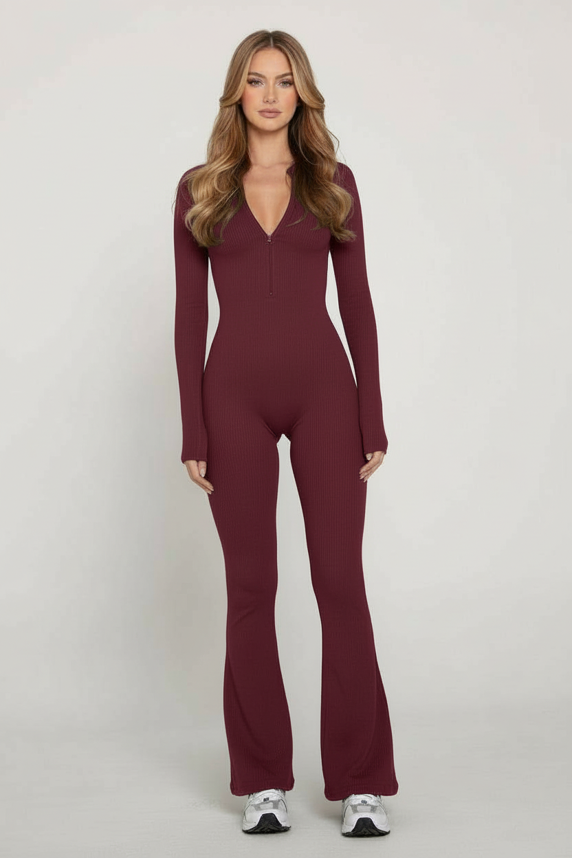 One Zip Jumpsuit-Cherry