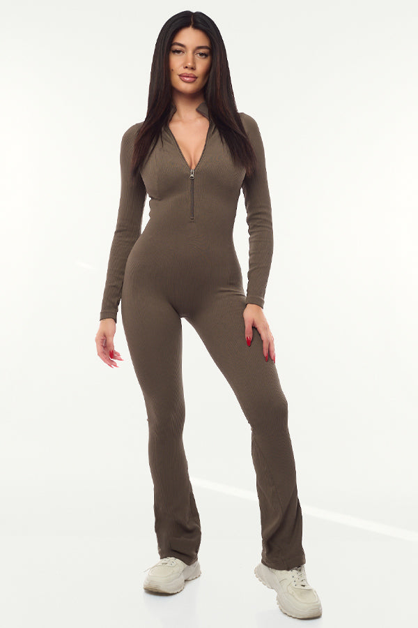 One Zip Jumpsuit-Choco