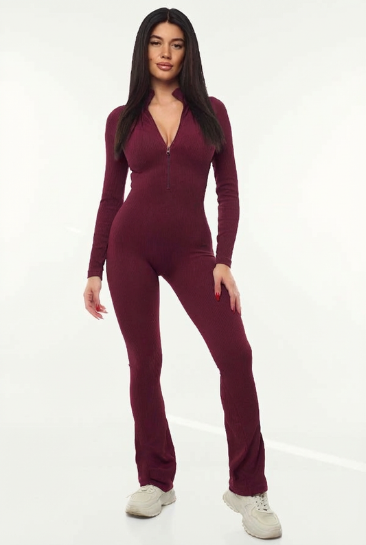 One Zip Jumpsuit-Cherry