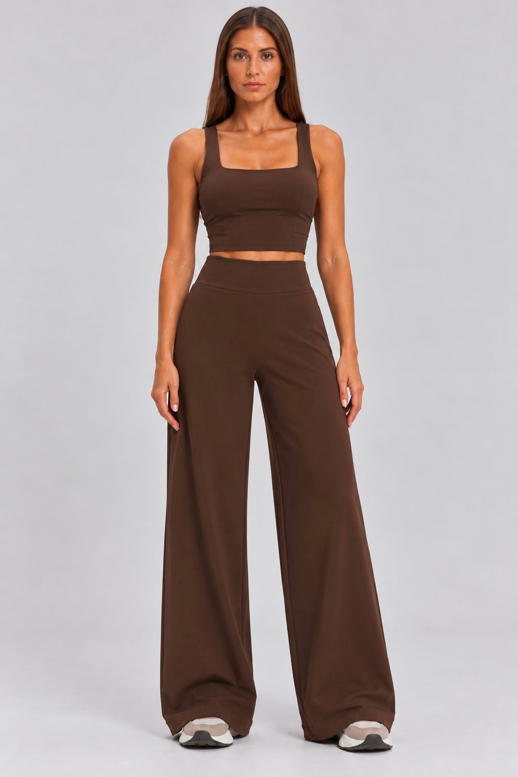 Wide leg set-chocolate