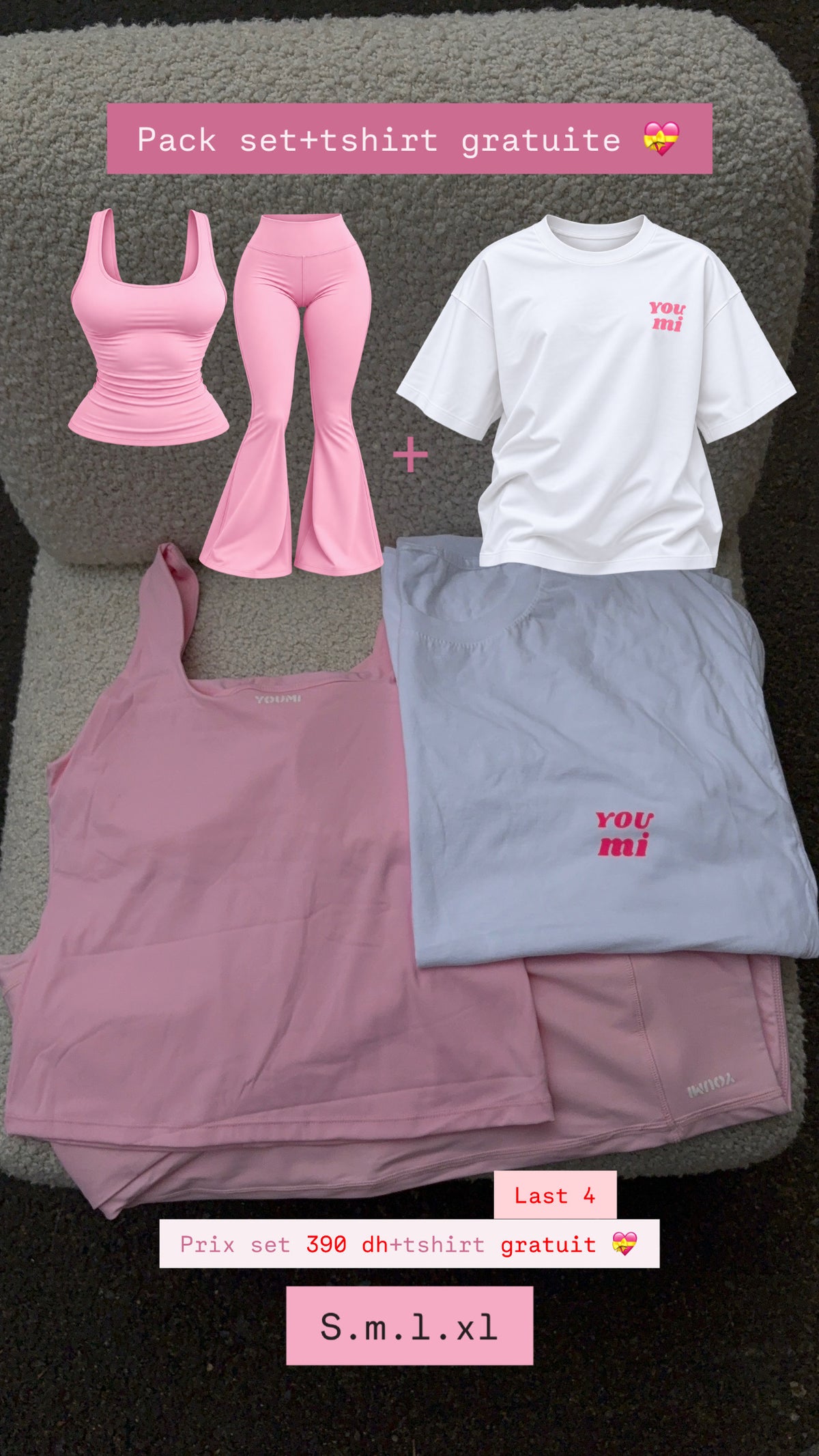 Pack set flare & T-shirt -Pink