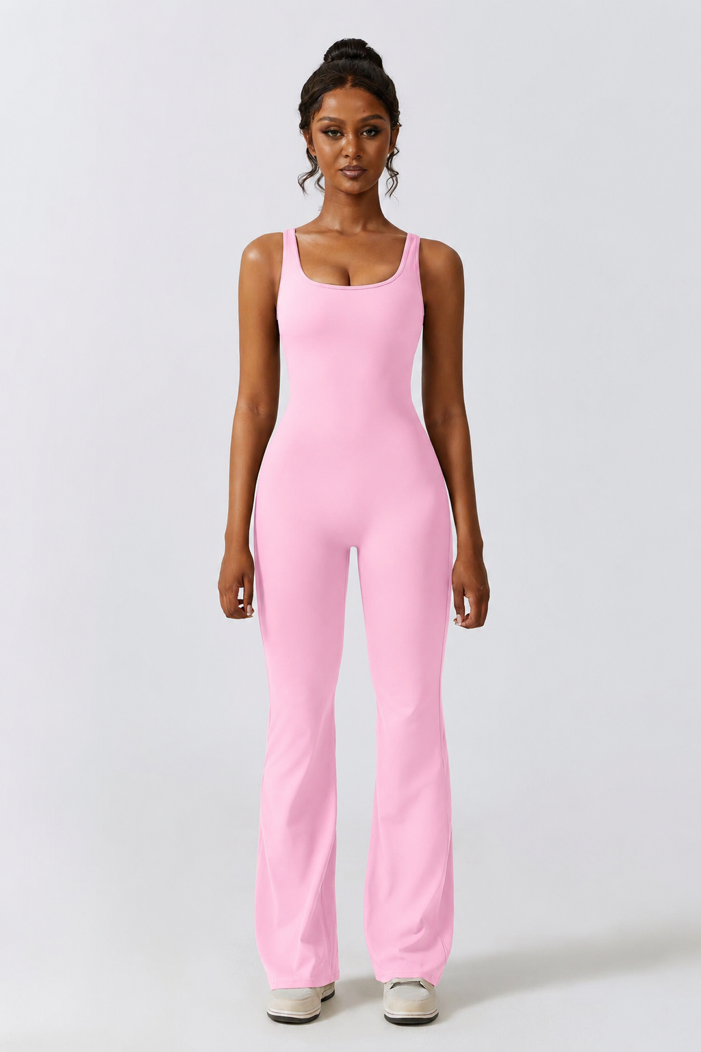 Sculpt Flare Jumpsuit – Baby Pink