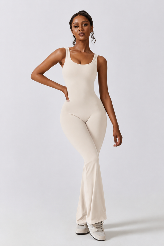 Sculpt Flare Jumpsuit – Ivory