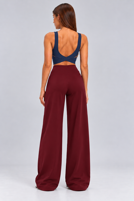 Wide leg set-Navy cherry