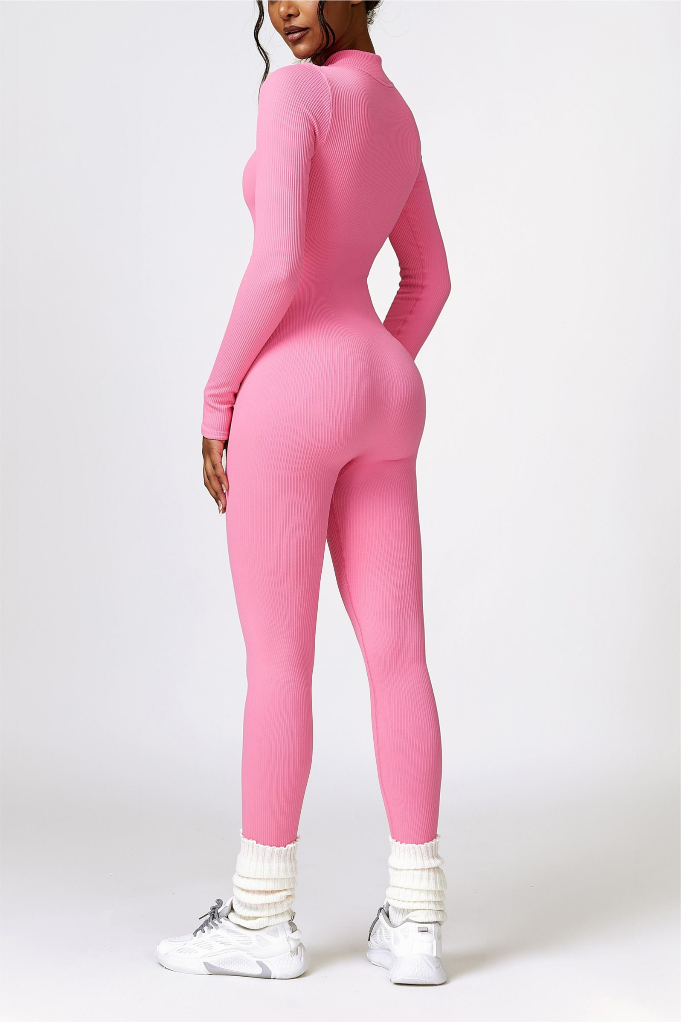 Zip Jumpsuit W Sleeves-Sweet Blush