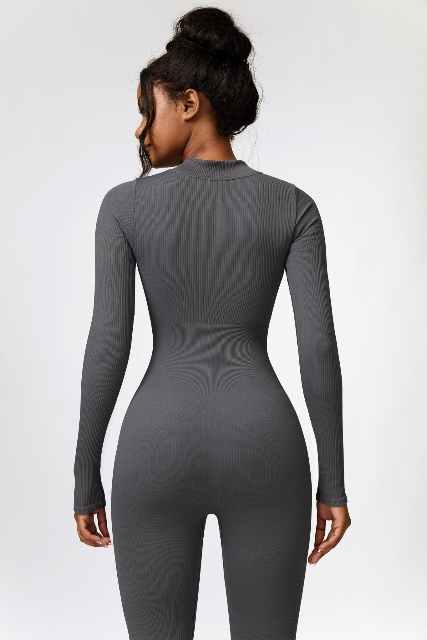 Zip Jumpsuit W Sleeves-Grey Latte