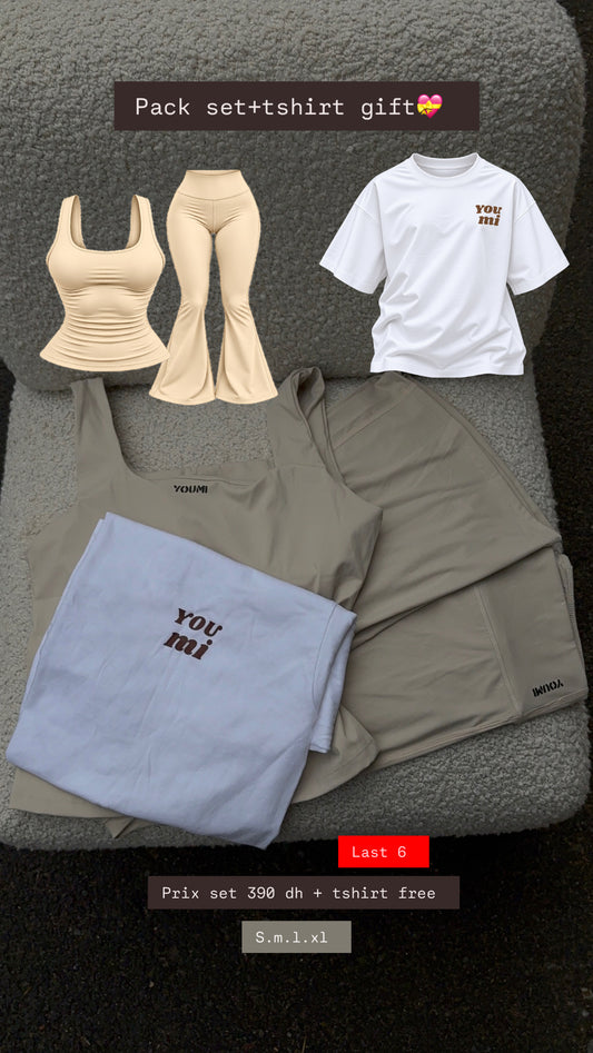 Pack set flare & T-shirt -off white