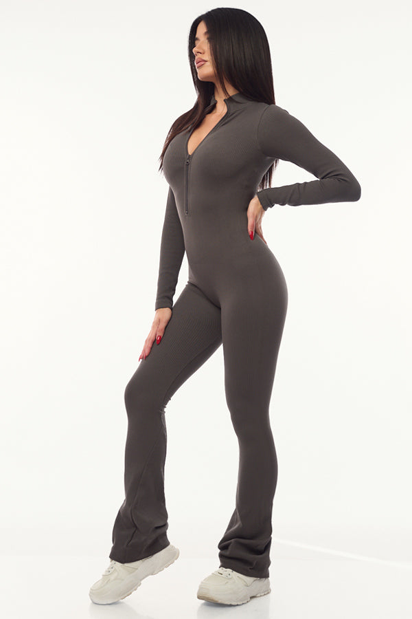 One Zip Jumpsuit-Grey