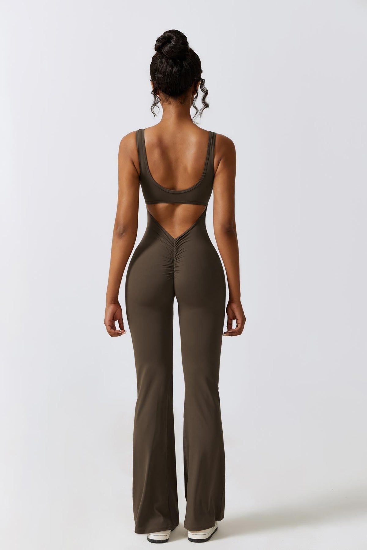 Sculpt Flare Jumpsuit – Chocolate