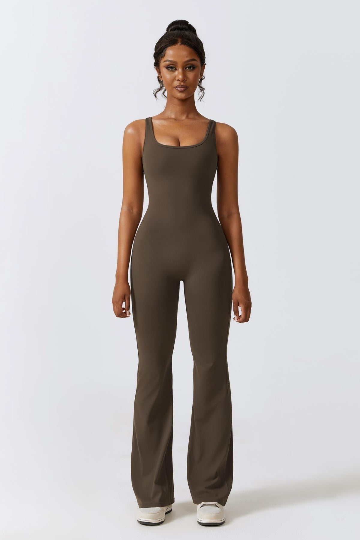 Sculpt Flare Jumpsuit – Chocolate