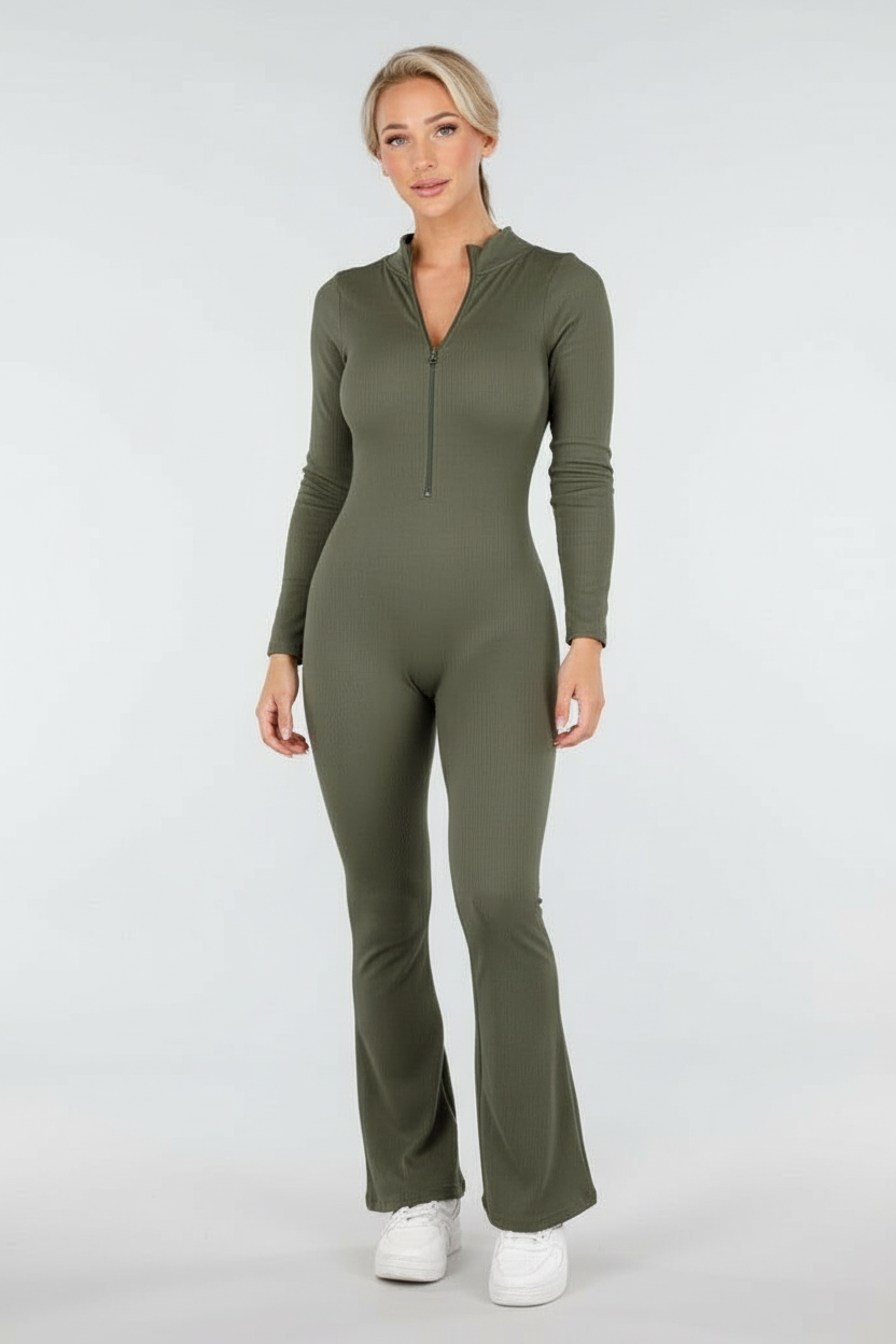 One Zip Jumpsuit-Army Green