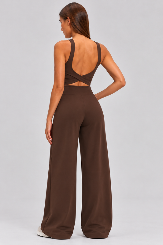 Wide leg set-chocolate