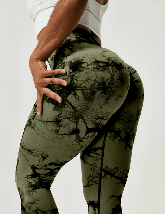 Tye Die youmi leggings in armey green